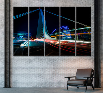 Harp Bridge in Dublin Canvas Print ArtLexy 5 Panels 36"x24" inches 