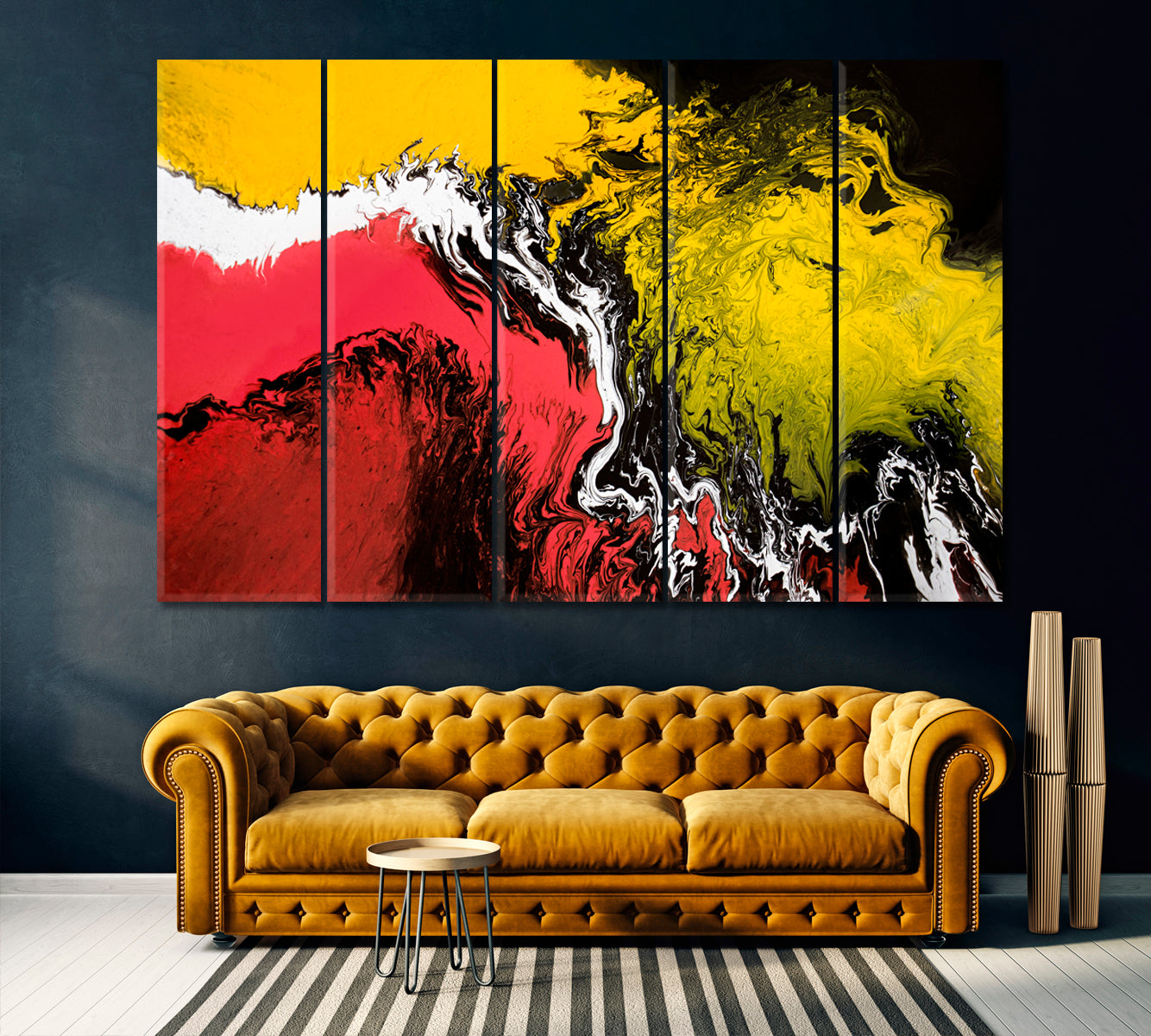 Abstract Fluid Acrylic Painting Canvas Print ArtLexy 5 Panels 36"x24" inches 