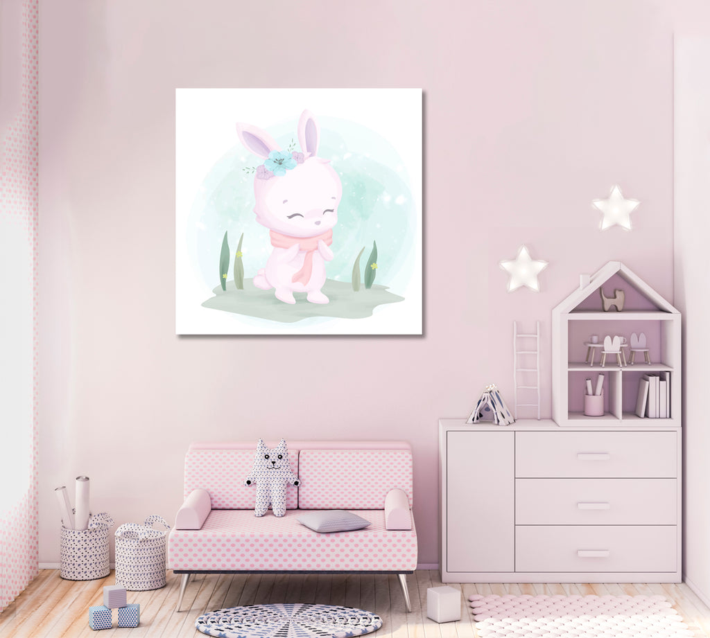Cute Rabbit with Scarf Canvas Print ArtLexy   