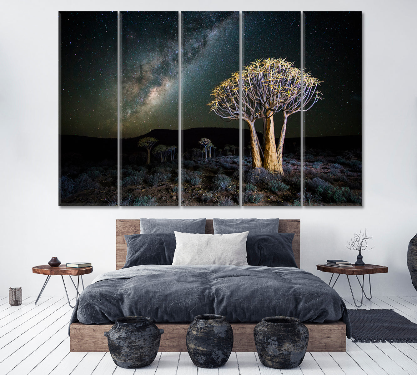 Milky Way over Quiver Tree Forest South Africa Canvas Print ArtLexy 5 Panels 36"x24" inches 