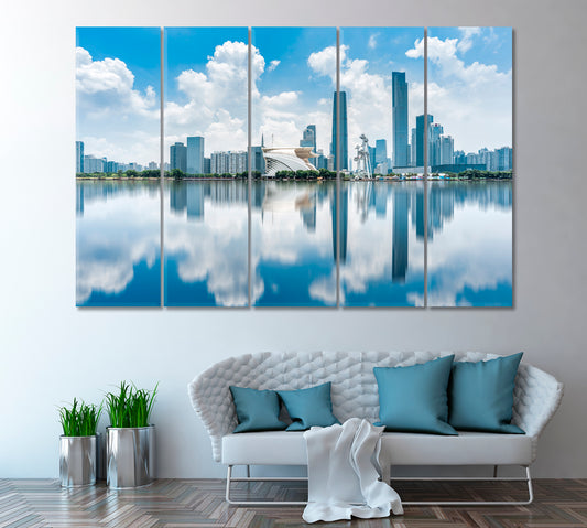 Guangzhou City Skyline Canvas Print ArtLexy 5 Panels 36"x24" inches 