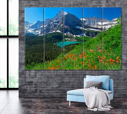 Glacier National Park in Montana Canvas Print ArtLexy 5 Panels 36"x24" inches 