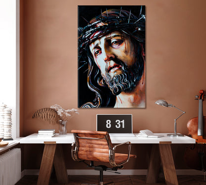 Jesus Christ in Crown of Thorns Canvas Print ArtLexy 1 Panel 16"x24" inches 