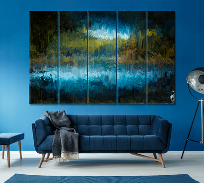 Abstract Forest Lake Canvas Print ArtLexy 5 Panels 36"x24" inches 