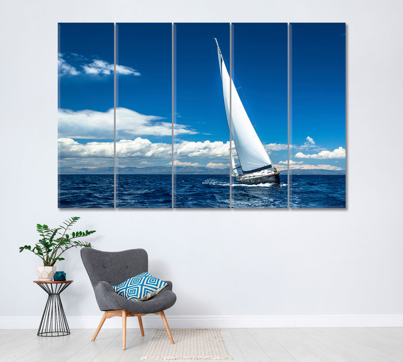 Sailing Ship in Sea Canvas Print ArtLexy 5 Panels 36"x24" inches 