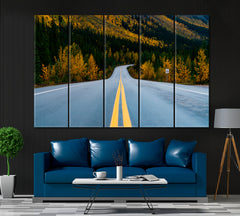 Alaska Highway Canvas Print ArtLexy 5 Panels 36"x24" inches 