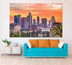 Los Angeles Downtown Skyline California Canvas Print ArtLexy 5 Panels 36"x24" inches 
