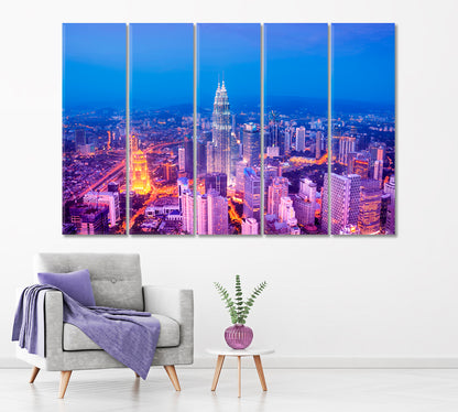 Kuala Lumpur Skyline Canvas Print ArtLexy 5 Panels 36"x24" inches 