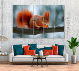 Cute Squirrel Eats a Nut Canvas Print ArtLexy 5 Panels 36"x24" inches 