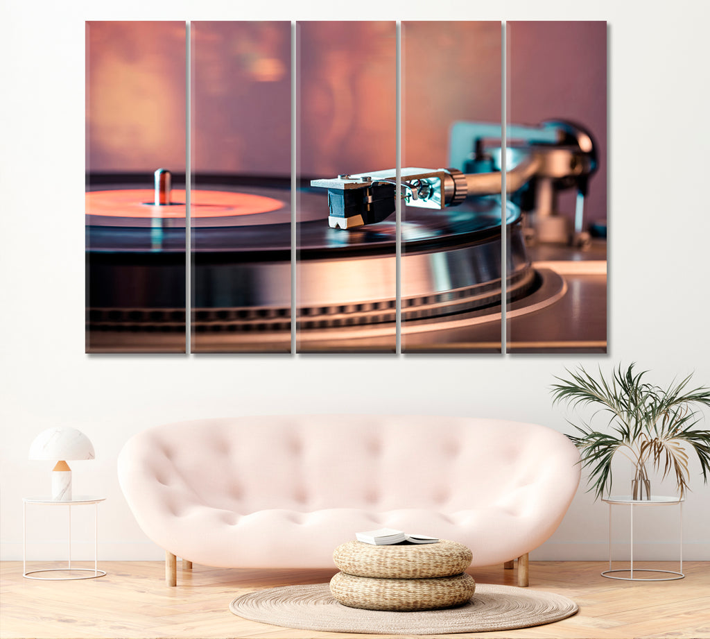 Vinyl Record Player Canvas Print ArtLexy 5 Panels 36"x24" inches 