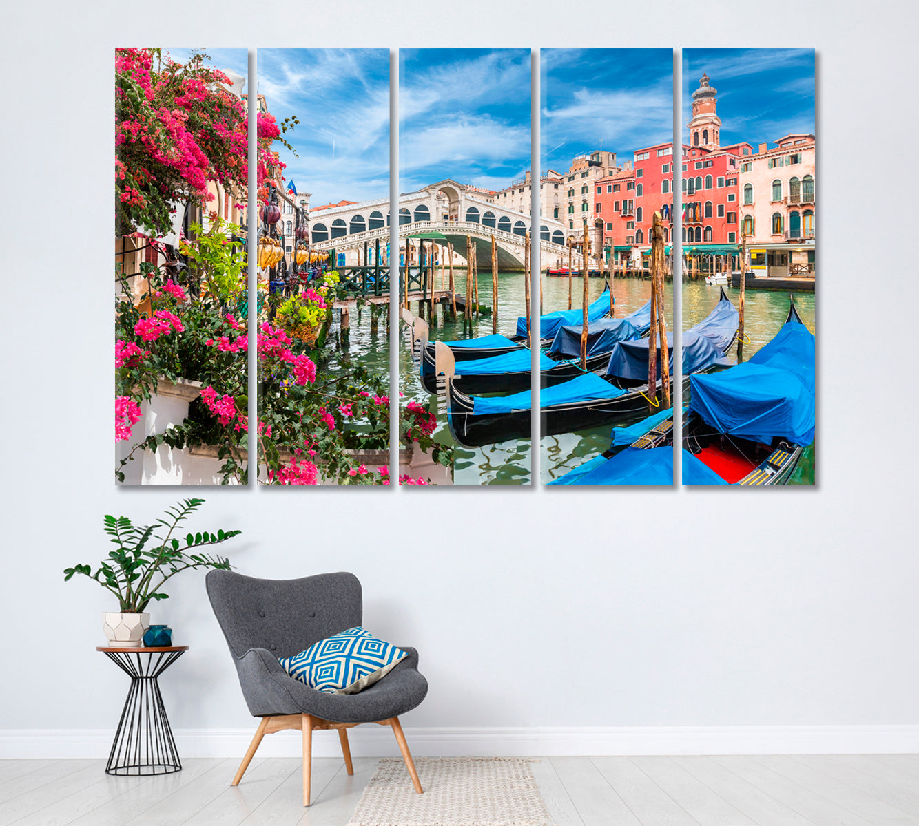 Gondola on Grand Canal Venice Italy Canvas Print ArtLexy 5 Panels 36"x24" inches 