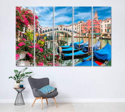 Gondola on Grand Canal Venice Italy Canvas Print ArtLexy 5 Panels 36"x24" inches 
