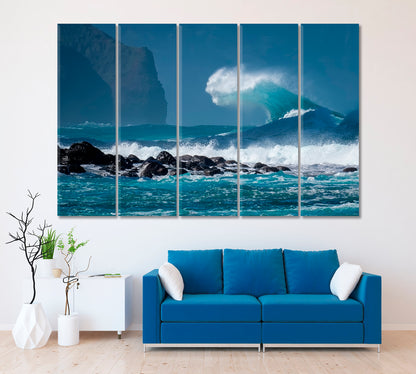 Giant Wave on Napali Coast Canvas Print ArtLexy 5 Panels 36"x24" inches 