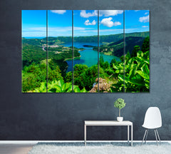 Crater Lake Sao Miguel Azores Canvas Print ArtLexy 5 Panels 36"x24" inches 