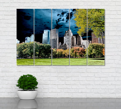 Buildings of New York City from Central Park Canvas Print ArtLexy 5 Panels 36"x24" inches 