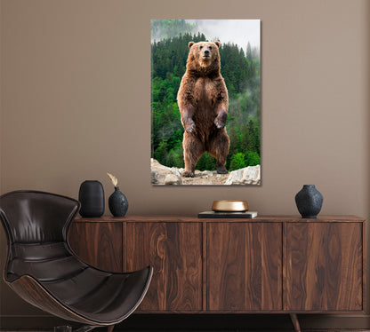 Brown Bear in Forest Canvas Print ArtLexy   