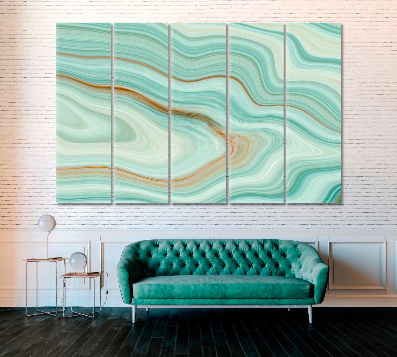 Wavy Marble or Ripple Agate Canvas Print ArtLexy 5 Panels 36"x24" inches 