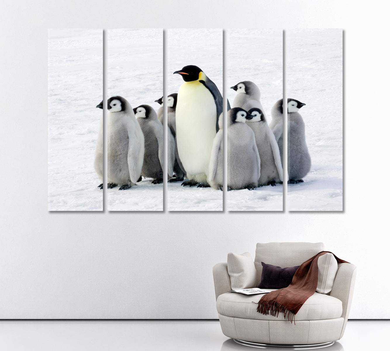 Emperor Penguins in Antarctica Canvas Print ArtLexy 5 Panels 36"x24" inches 
