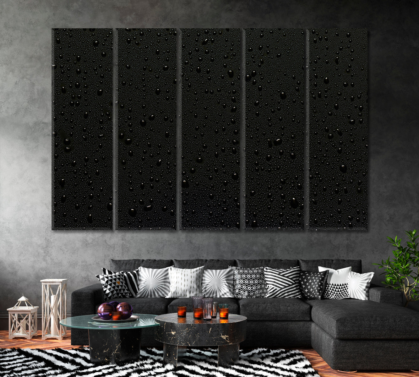 Water Droplets Canvas Print ArtLexy 5 Panels 36"x24" inches 