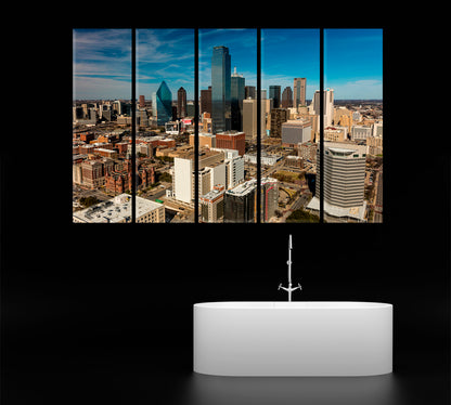 Downtown Dallas Texas City Skyline Canvas Print ArtLexy 5 Panels 36"x24" inches 