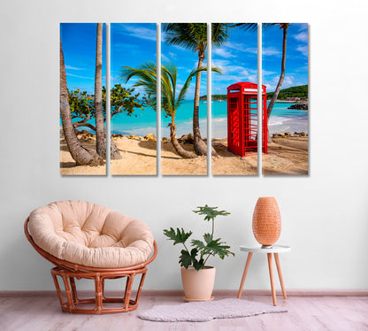Dickenson Bay & Telephone Booth Antigua Caribbean Canvas Print ArtLexy   
