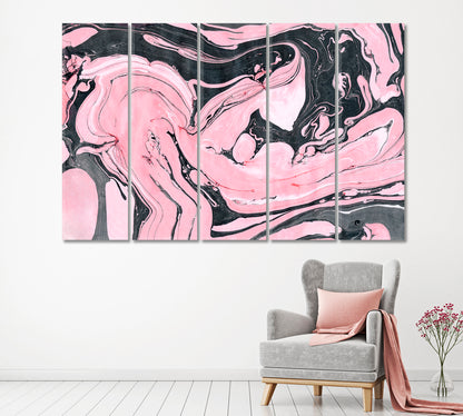 Abstract Pink Liquid Marble Pattern Canvas Print ArtLexy 5 Panels 36"x24" inches 