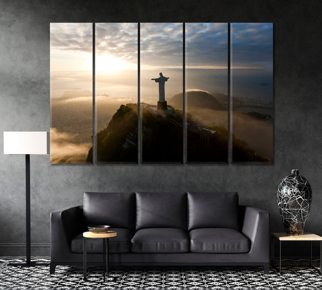 Christ the Redeemer Statue Rio de Janeiro Brazil Canvas Print ArtLexy 5 Panels 36"x24" inches 