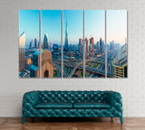Dubai City Skyline United Arab Emirates Canvas Print ArtLexy 5 Panels 36"x24" inches 