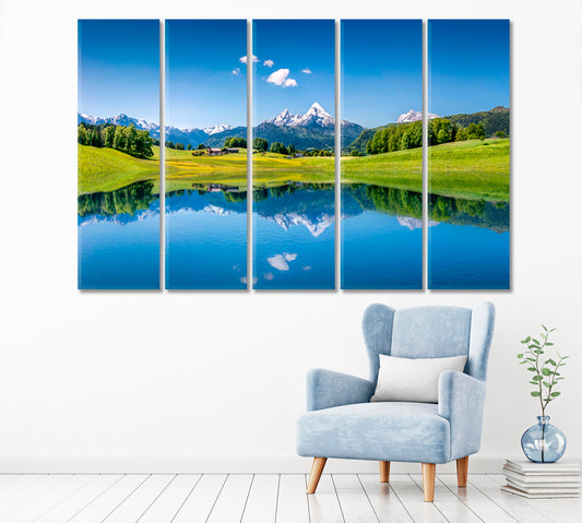 Summer Landscape of Alps Canvas Print ArtLexy 5 Panels 36"x24" inches 
