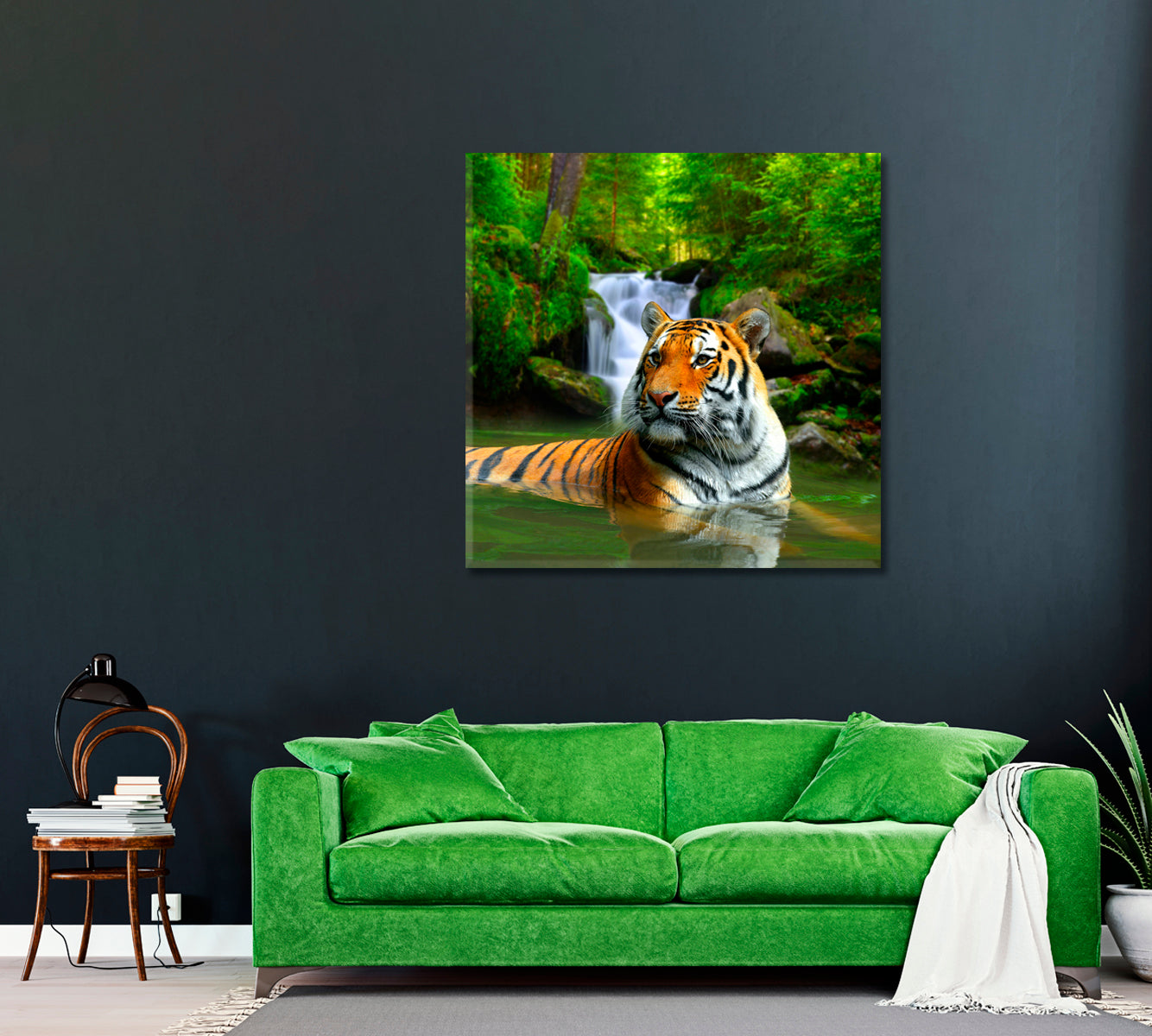Siberian Tiger in River Canvas Print ArtLexy   