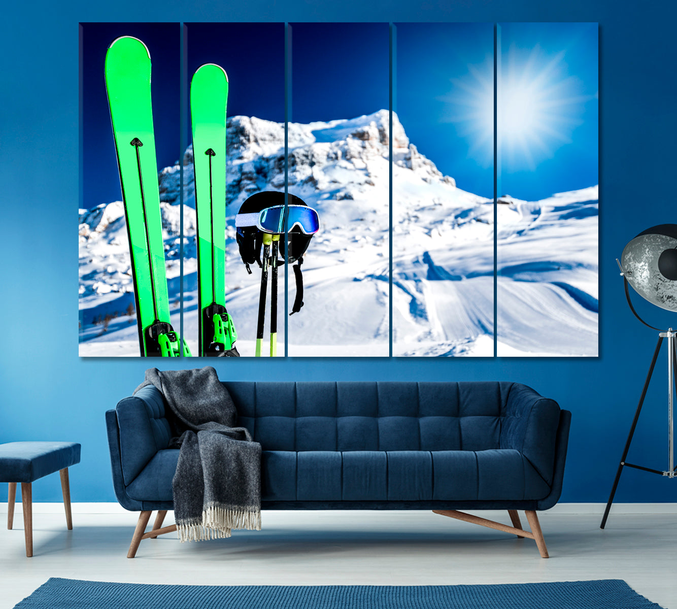 Skis in Snow Canvas Print ArtLexy 5 Panels 36"x24" inches 