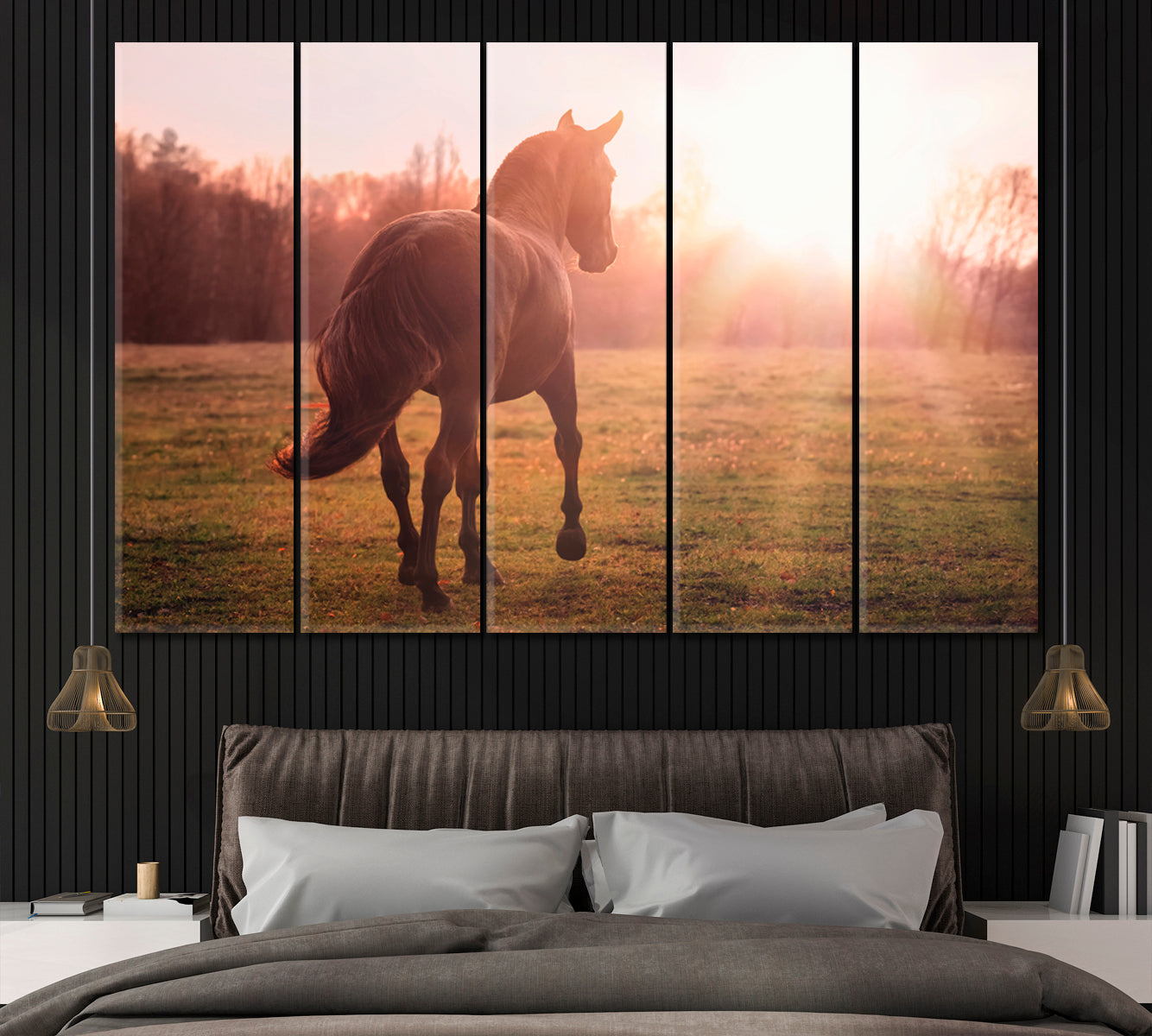 Andalusian Horse in Field Canvas Print ArtLexy 5 Panels 36"x24" inches 