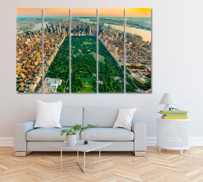 New York Central Park Canvas Print ArtLexy 5 Panels 36"x24" inches 