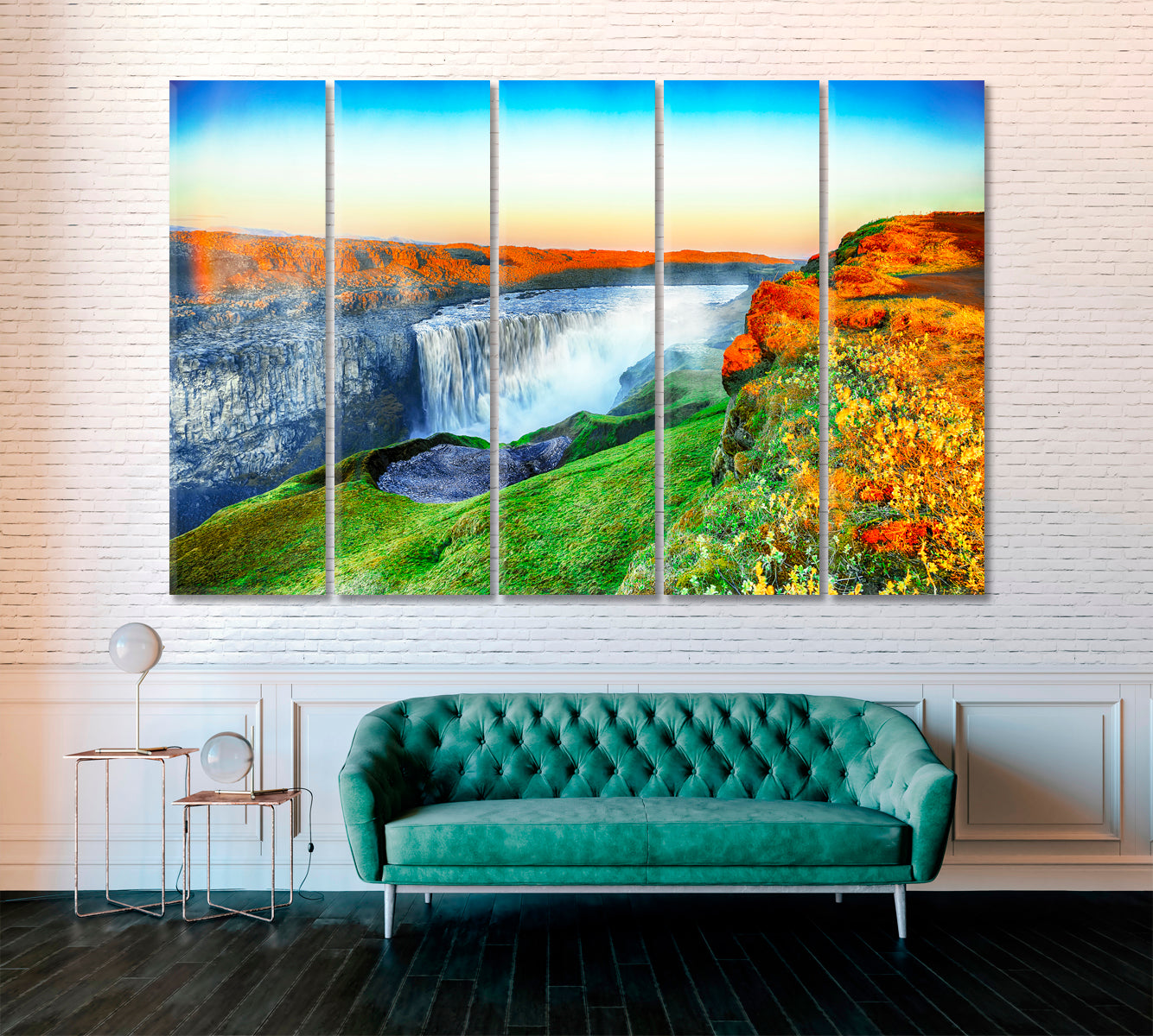 Dettifoss Waterfall Northeastern Iceland Canvas Print ArtLexy 5 Panels 36"x24" inches 
