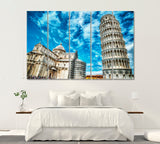 Leaning Tower of Pisa. Pisa Cathedral Italy Canvas Print ArtLexy 5 Panels 36"x24" inches 