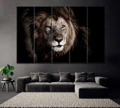 Wild Lion Masai Mara Kenya Canvas Print ArtLexy 5 Panels 36"x24" inches 