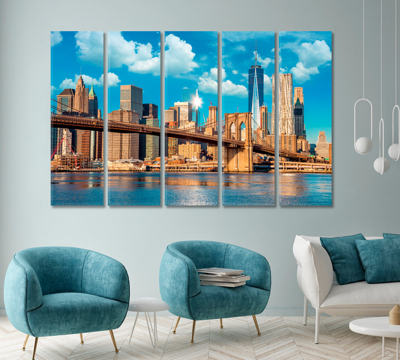 New York Skyline Brooklyn Bridge and Manhattan Canvas Print ArtLexy   