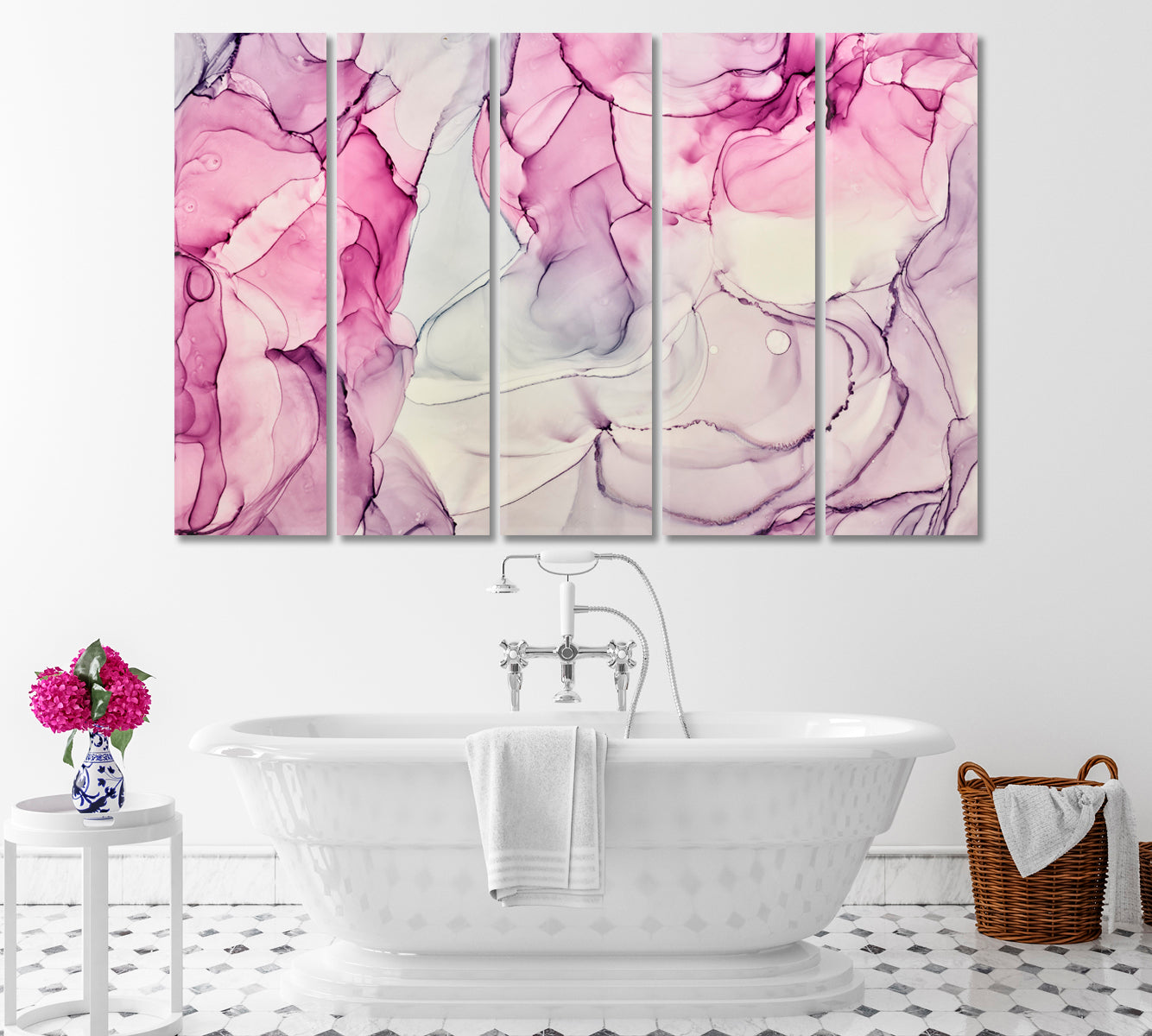 Abstract Soft Color Marble Canvas Print ArtLexy 5 Panels 36"x24" inches 