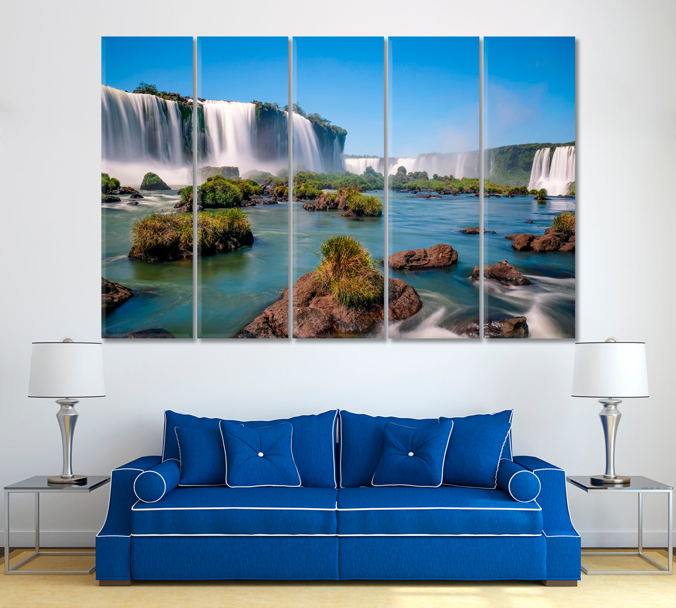 Iguazu Falls Brazilian Side Canvas Print ArtLexy 5 Panels 36"x24" inches 