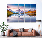 Bachalpsee Lake with Schreckhorn and Wetterhorn Mountains Switzerland Canvas Print ArtLexy 5 Panels 36"x24" inches 