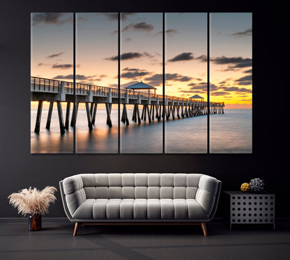 Juno Beach Pier Florida Canvas Print ArtLexy 5 Panels 36"x24" inches 