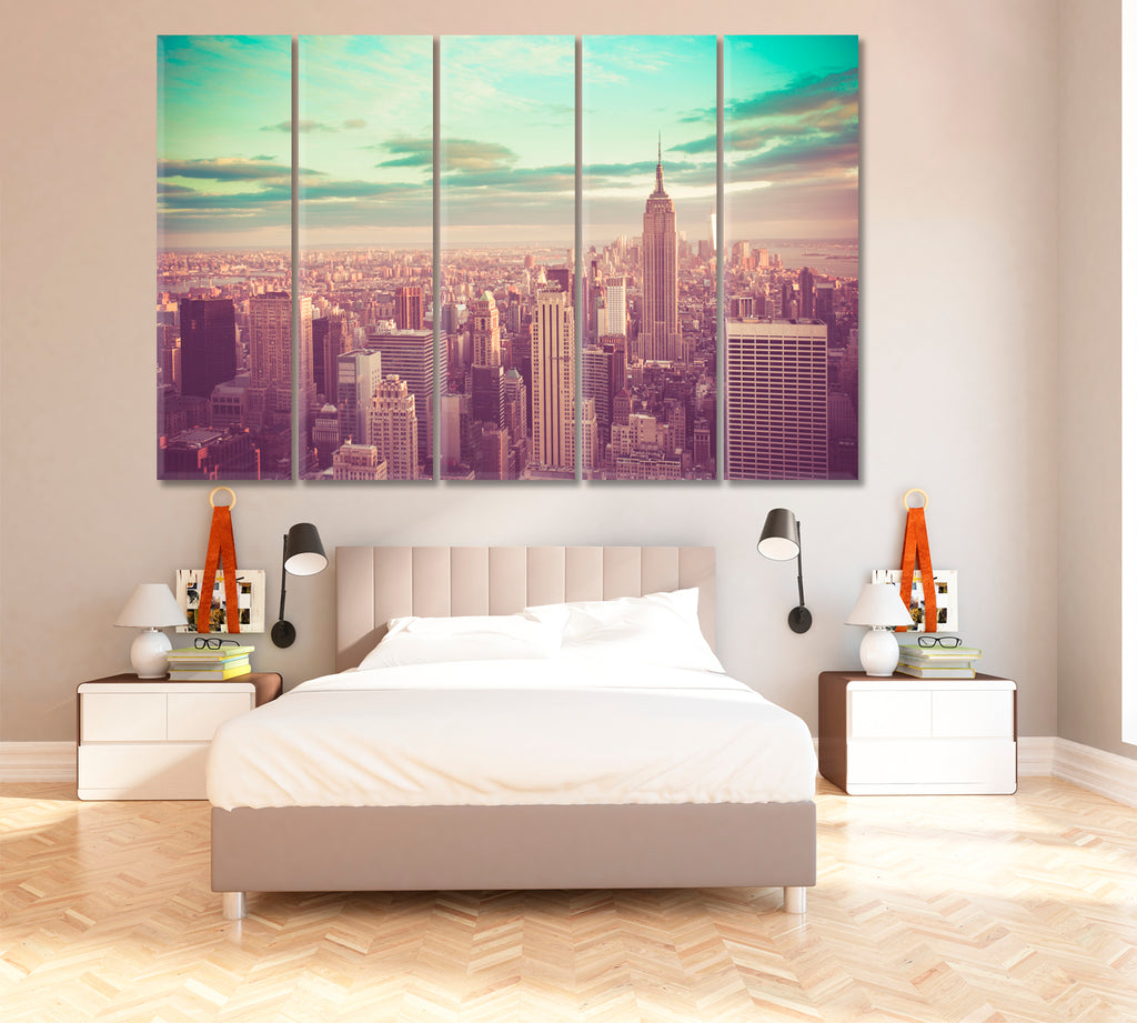 New York City Skyline Canvas Print ArtLexy 5 Panels 36"x24" inches 