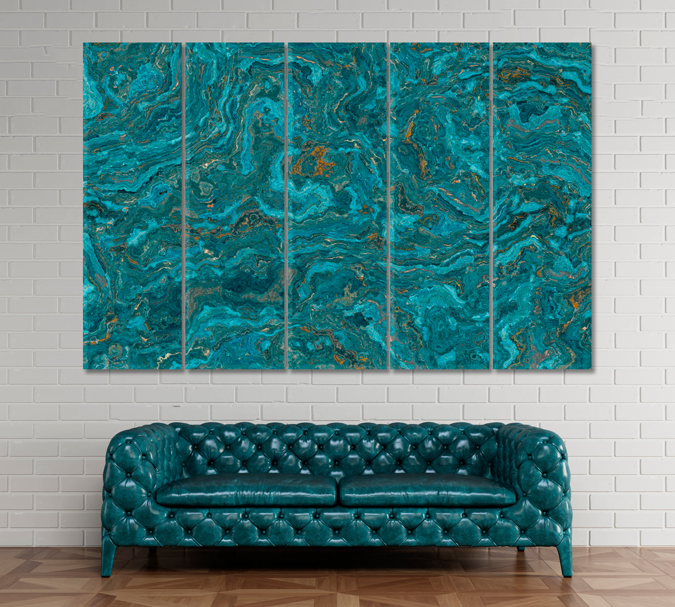 Luxury Curly Onyx with Golden Veins Canvas Print ArtLexy 5 Panels 36"x24" inches 