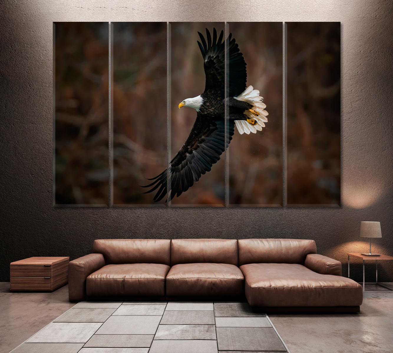 Flight of Bald Eagle in Maryland Canvas Print ArtLexy 5 Panels 36"x24" inches 