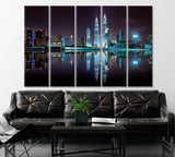 Kuala Lumpur City Skyline with Reflection in Water Canvas Print ArtLexy 5 Panels 36"x24" inches 