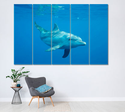 Dolphin Underwater in Ocean Canvas Print ArtLexy 5 Panels 36"x24" inches 