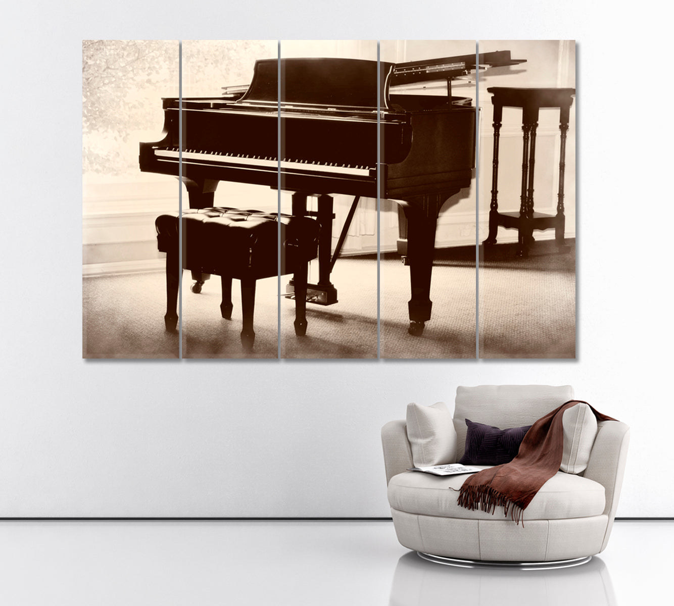 Old Piano Canvas Print ArtLexy 5 Panels 36"x24" inches 