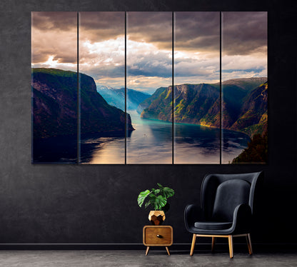 Geirangerfjord Norway Canvas Print ArtLexy 5 Panels 36"x24" inches 