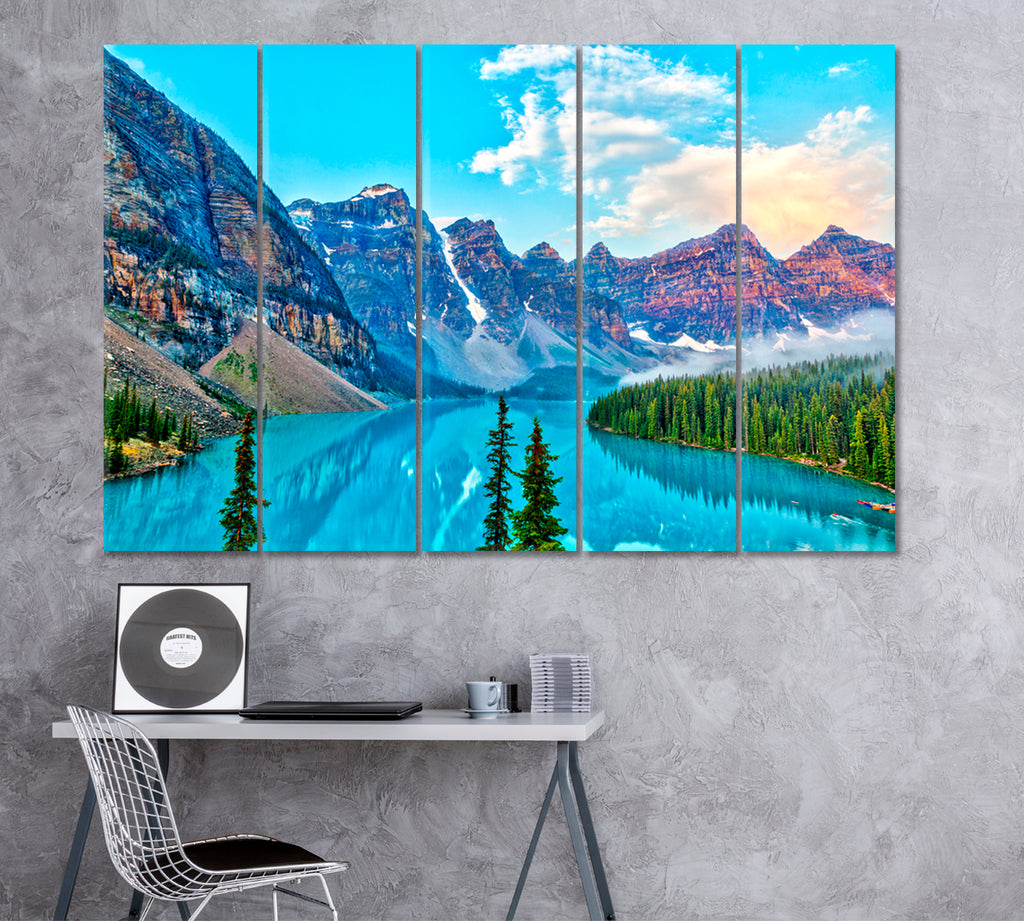 Valley of Ten Peaks with Moraine Lake Banff National Park Canada Canvas Print ArtLexy 5 Panels 36"x24" inches 