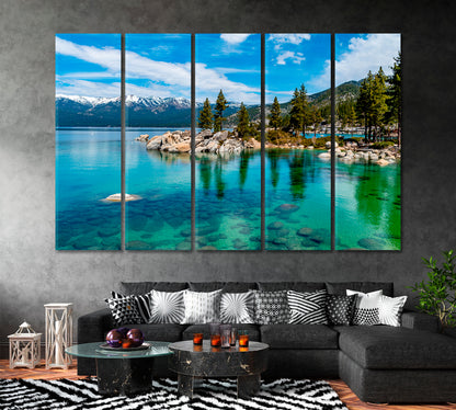 Lake Tahoe United States Canvas Print ArtLexy 5 Panels 36"x24" inches 